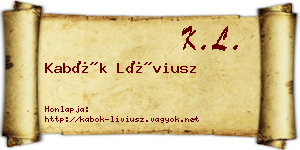 Kabók Líviusz névjegykártya